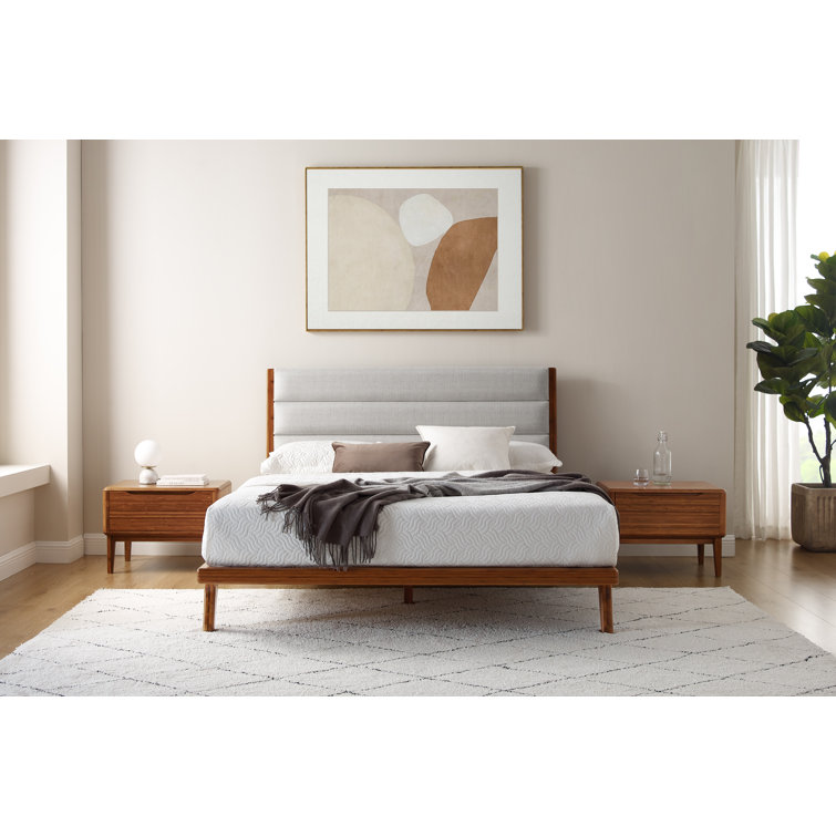 Horey Solid Wood and Upholstered Platform Bed